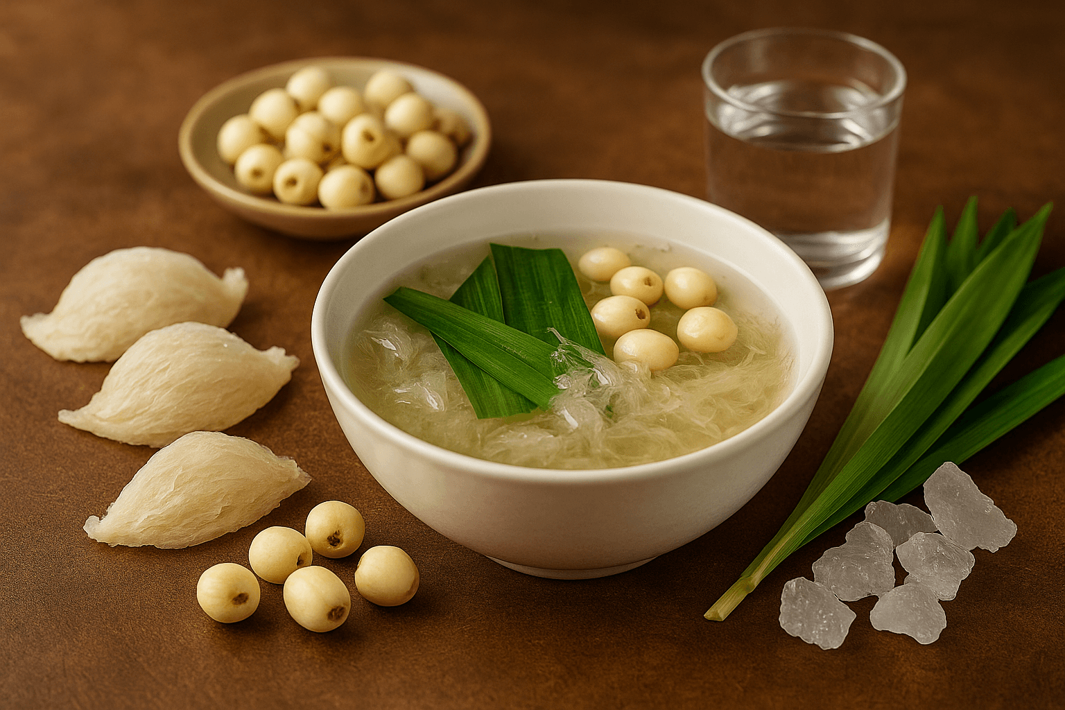 Món yến chưng hạt sen lá dứa thơm ngon bổ dưỡng