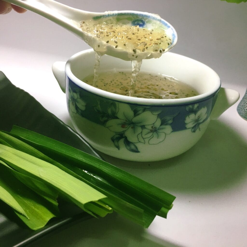 món yến chưng hạt chia đường phèn lá dứa   thơm mát